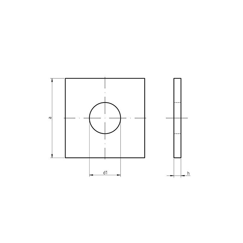 M16 Square Plate Washers, Rectangular Washer with Round Hole, Zinc
