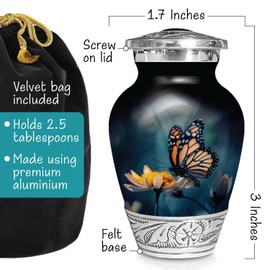 Butterfly Urn for Human Ashes | Keepsake Handcrafted Funeral Memorial | Decorative Cremation Urn for Women and Men