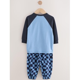 NEXT Oversized Fit Cotton Pyjamas Pack of 3, Orange/Navy Dinosaur