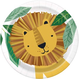 Unique Party Paper Plates - 18cm - Animal Safari Party - Pack of 8, Multicolour, 73924