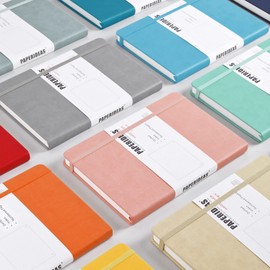 PAPERIDEAS Notebook A5 Hard Cover with Elastic Band (Dot, Lemon Yellow)