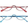 REAVEE 2 Pack Retro Designer Half Frame Reading Glasses for