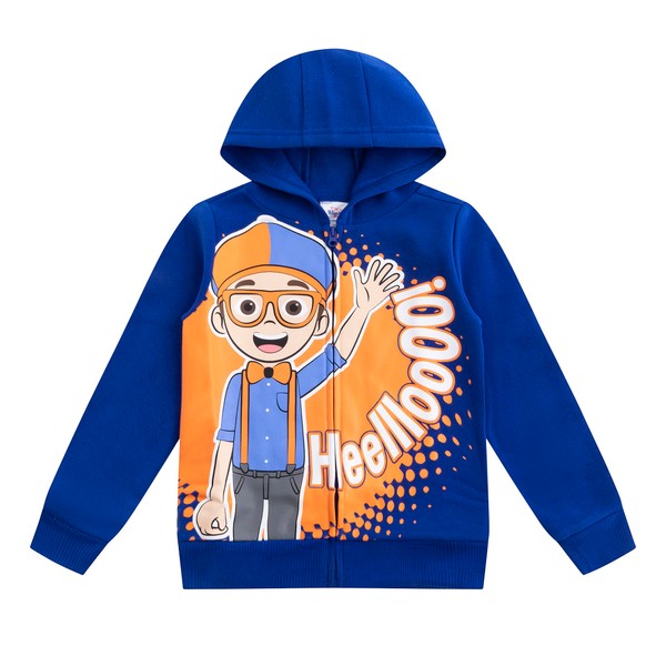 Blippi Boys Zip Up Hooded Sweatshirt for Toddlers and Big