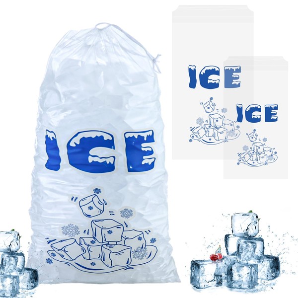 150 Pack Ice Bags with Drawstring Ice Bags for Ice