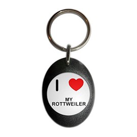I Love My Rottweiler - Black Plastic Oval Key Ring