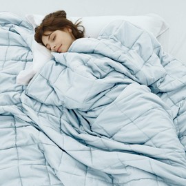 Weighted Idea Weighted Blankets for Adults (Baby Blue,60"x80",20lbs) Breathable Cooling Blanket Queen Size with Premium Glass Beads Heavy Soft Throw Blanket for All-Season