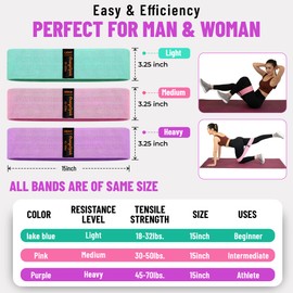 OrangeSpark Resistance Bands – Premium Workout Bands for Women & Men, 3-Piece Stretch Band Set for Glutes, Legs, Pilates & Strength Training (Pink)