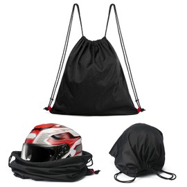 UALLIN Motorcycle Helmet Bag, Drawstring Helmet Storage Bag Large Capacity For Ski Snowmobile Bicycle Welding Sports Riding Dirt Bike Motocross Cycling ATV UTV Helmet Lightweight (Black)