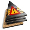 4 x Triangle Coasters - Warning Sign Caution Tape Cork