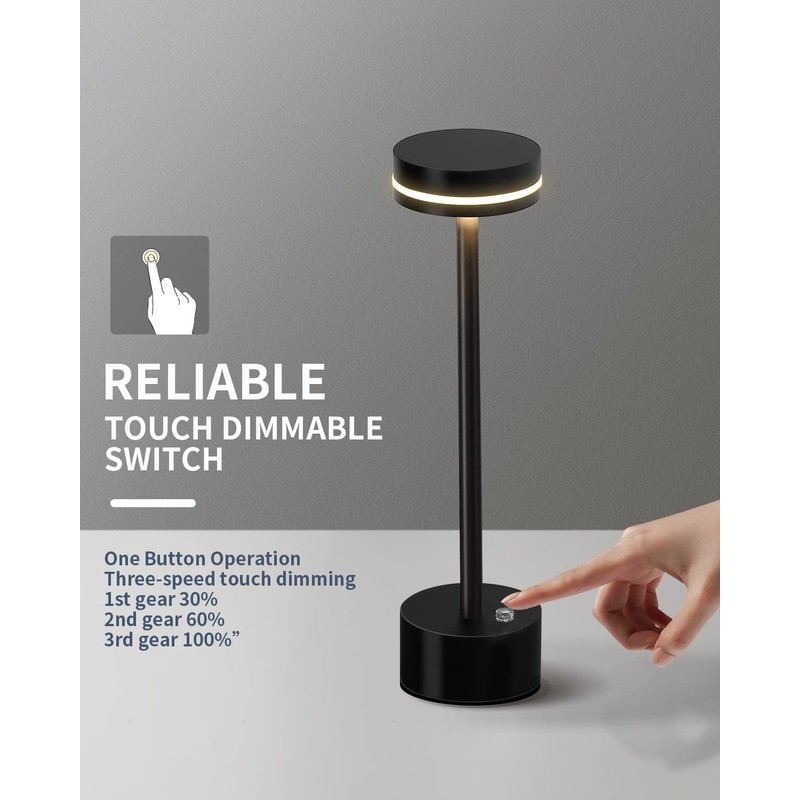 PUSU Portable Table Lamp Battery Powered LED Lamp Cordless Table