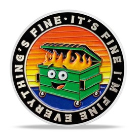 Dumpster Fire Dog Challenge Coin This is Fine Employee Appreciation Coins Meme Commemorative Coin Funny Coins Collectible Job Appreciation Gifts for Coworkers