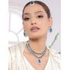 IIJ Teal Blue and White Necklace with Stud Earrings |