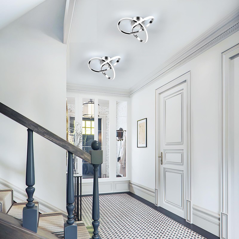 Goeco Modern LED Ceiling Light, 9.8'' 6500K Semi Flush Cool