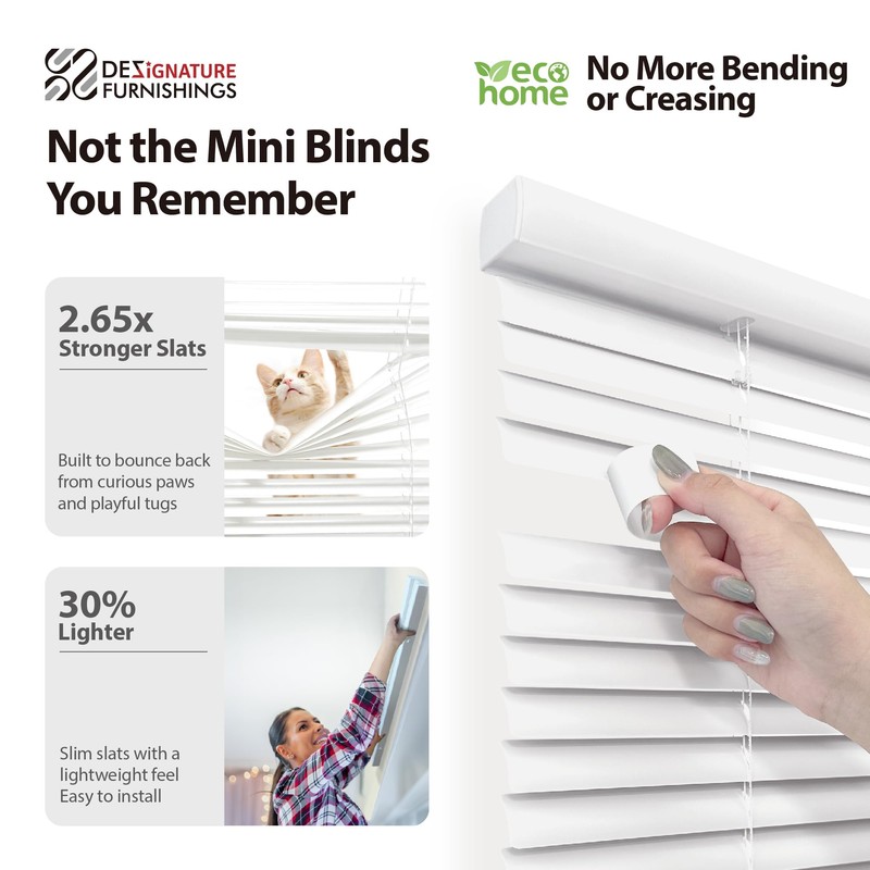 DEZ FURNISHINGS Cordless 1" Signature Mini Blind with Flexible Slats,