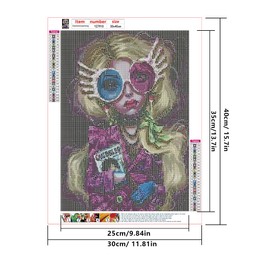 DCIDBEI 30 x 40 cm 5D Diamond Painting Women with Sunglasses Round Diamond Painting Woman Gothic for Adults Bedroom Office Decoration Birthday Gift Girl Sister