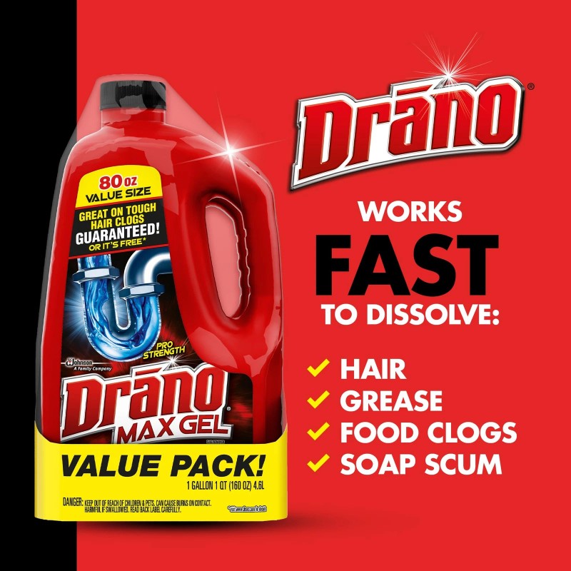 Drano Max Gel Drain Clog Remover 80 Fl Oz Pack