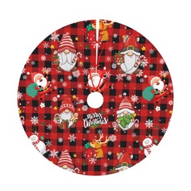 Tree Skirt 36" with Plaid Snowflake Tree Skirts Mat for Christmas Xmas Holiday Party Home Farmhouse Decorations Indoor Outdoor (Christmas red Plaid Santa Snowman Snowflakes, 36")