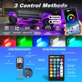 6Pods Full Angle RGB LED Rock Lights Kit with APP/RF Remote Control, Upgraded Multicolor Underglow Light 30LEDs Bright Neon Dual Zone Exterior Lights 12V Waterproof for Trucks Jeep UTV ATV Golf Cart