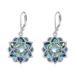 Lotus Earrings 925 Sterling Silver Witches Knot Dangle Earrings Nudo De Bruja Created Abalone Lotus Jewelry Gifts for Women