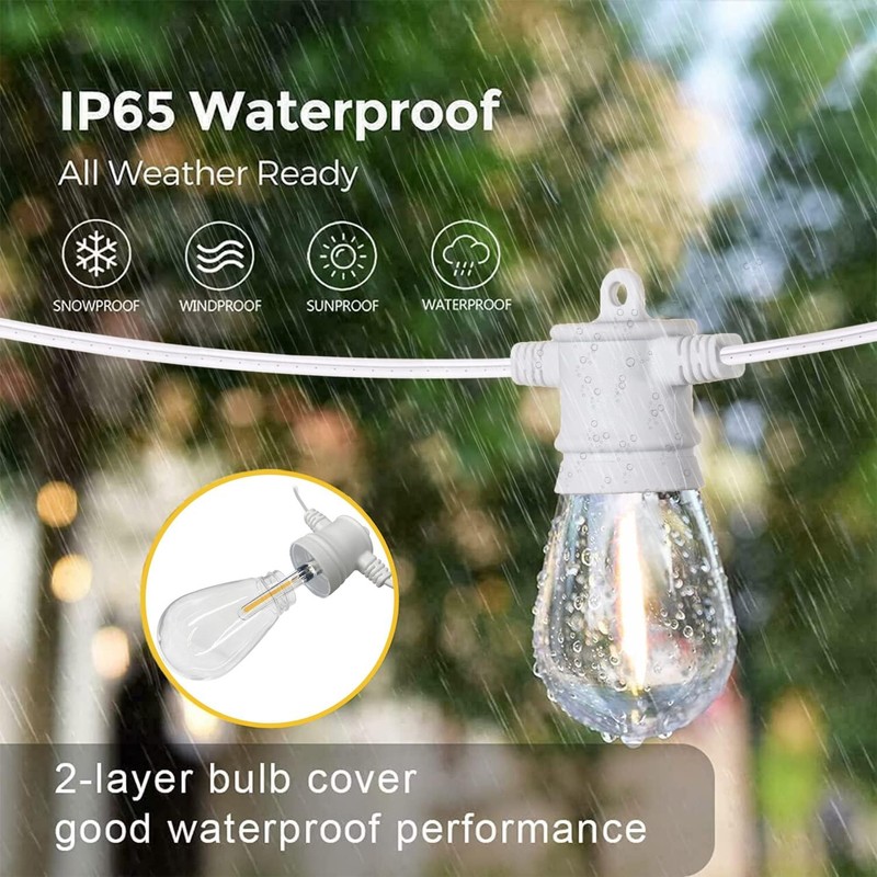 SUNTHIN White Outdoor String Lights, 96FT White Patio Lights with