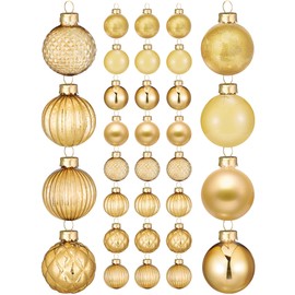 Liliful 24 Pcs Glass Christmas Ball Ornaments Christmas Tree Decoration Hanging Balls Christmas Ornaments for Festival Home Wedding Holiday Party Decor(Champagne,1.57 Inch)