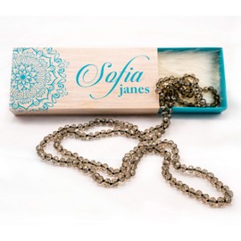 Sofia Janes Hand Knotted Faceted Beaded Necklace-Long Boho Crystal Wrap, Strand or Statement Necklace for Women 60” inch, Crystal