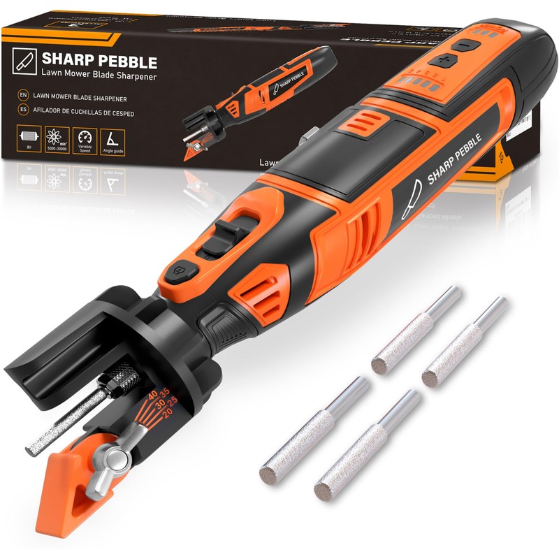Sharp Pebble Cordless Lawn Mower Blade Sharpener – Adjustable 20°-