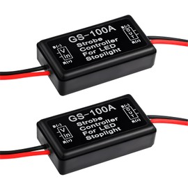 wuyaoyao 2PCS GS-100A Brake Light Flasher Strobe, 12V-16V LED Tail Stop Lights Flash Module, High Mount/3rd Brake Lights Flash Strobe Controller, Flasher Module for Motorcycles Cars Trucks (2 PCS)