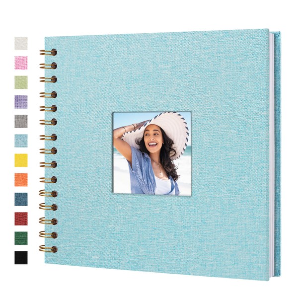 Yopih Linen Covered Scrapbook Photo Album, 8x8 Inches with Hardcover