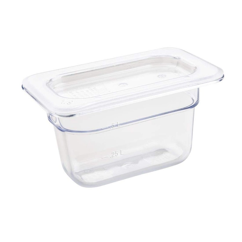 Vogue 1/9 Gastronorm Container 100mm 0.87 Litre Clear Catering Food