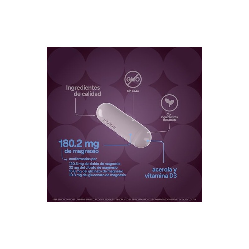 Magnesio Complex 4 Fuentes, Glicinato de Magnesio, 90 Cápsulas Nutrabasics