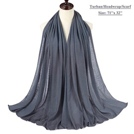 Pañuelo para la cabeza para mujer, diseño de turbante, para la playa, para fiestas, Gris oscuro, 70" x 32"
