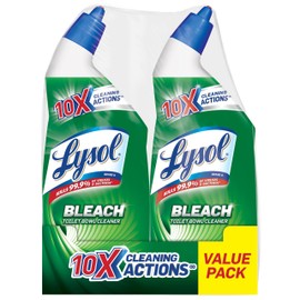 Lysol Toilet Bowl Cleaner Gel, For Cleaning and Disinfecting, Stain Removal, Contains Bleach, 24oz (Pack of 2)