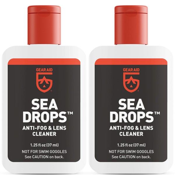 GEAR AID Sea Drops Anti-fog and Cleaner for Dive and Snorkel Masks, 1.25 fl oz, 2-pk, Bulk