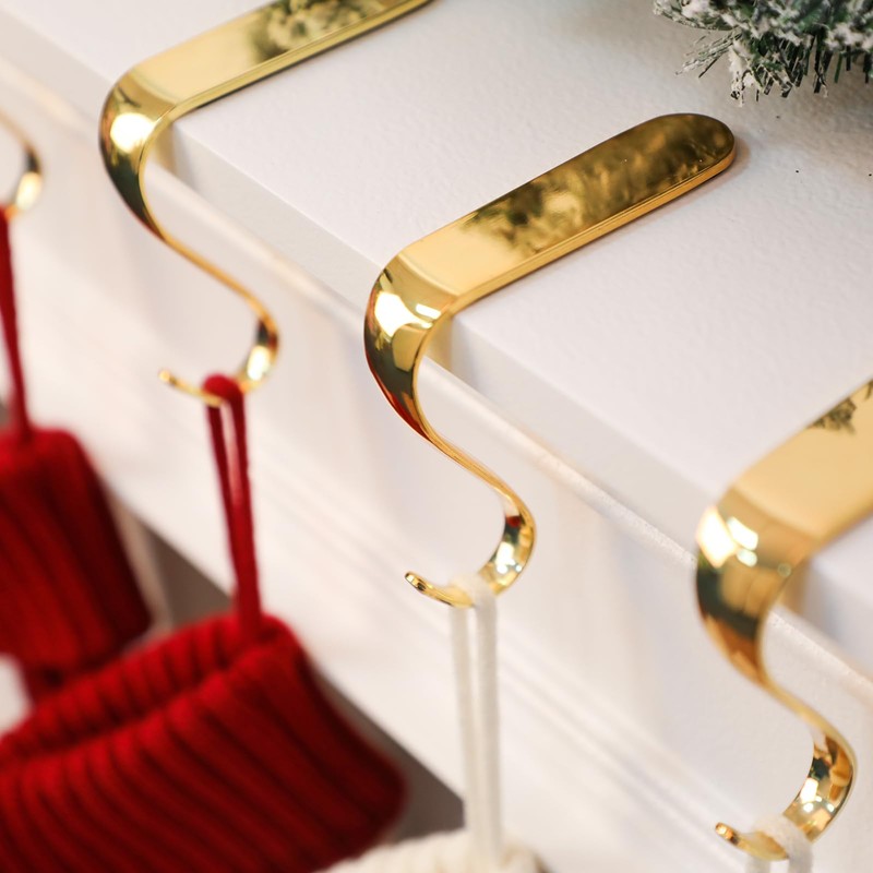 DOYOLLA Christmas Stocking Holders Xmas Fireplace Hanger Hooks Holiday Mantel