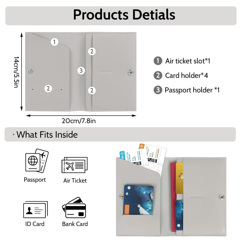 Iridsmole Passport Holder with RFID Blocking PU Leather Passport Cover