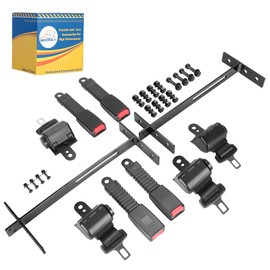 Mixopoly 4 Passenger Golf Cart Seat Belt Bracket Kit Universal for Yamaha, EZGO, Club Car Golf Cart with 2+2 Flip Rear Seat, Retractable Seatbelts Max Length 42 Inches