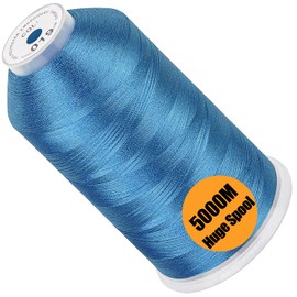 New Brothread - Bobina enorme individual de 5000 m, cada hilo para máquina de bordar de poliéster, 40 W, para máquinas comerciales y domésticas, color azul cielo