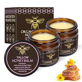 2PC Blsamo de sebo de res alimentado con pasto orgnico con miel cruda Crema humectante para una piel suave y tersa Handm                              