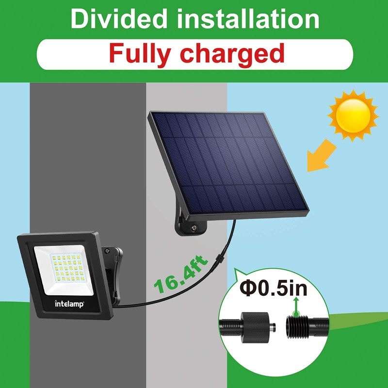 intelamp Solar Lights Outdoor, 4400mAh Solar Powered Flood Lights, Security