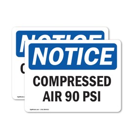 (2 Pack) Compressed Air 90 PSI OSHA Notice Sign 5 Inch X 3.5 Inch Vinyl Label Decal Sticker Weather Resistant, UV Protected for Workplace, Business, and Construction Site, Made in the USA
