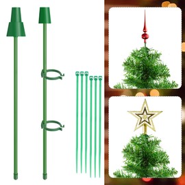 2 Pcs Christmas Tree Topper Holder, Plastic Tree Topper Base Stabilizer Xmas Tree Topper Holder with 2 Clips and 6 Tapes for Fits All Clip On Tree Topper Christmas Treetop Decorations
