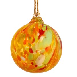 Myanmmm 4 inch Hand Blown Glass Balls Ornaments - Mixed Yellow Christmas & Friendship Balls for Home, Outdoor, Garden & Patio Decor