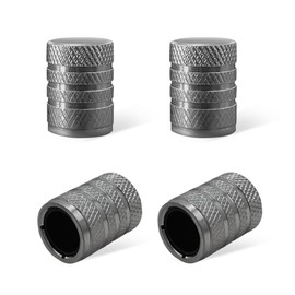 4 PCS Car Tire Valve Stem Caps, Leakproof Aluminum Vehicle Tire Wheel Air Caps with Plastic Seal, Corrosion Resistant Tyre Valve Stem Cover for Cars Trucks Motorcycles (Gray)