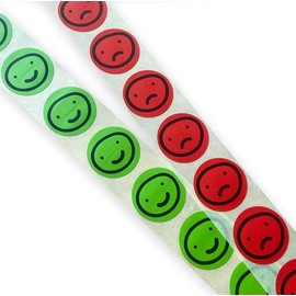 25mm Round Green/Red Happy Sad Face Stickers (100 Total) – 50 Emotion Labels for Teachers, Parents, and Kids – Positive Negative Feedback Stickers for Classroom, Charts, and Reward Systems