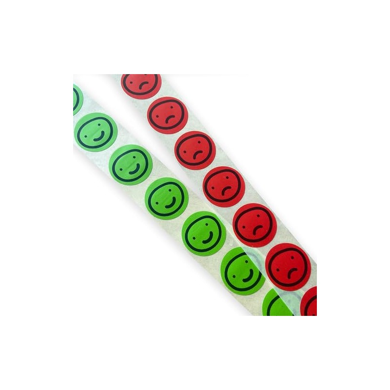25mm Round Green/Red Happy Sad Face Stickers (100 Total) –