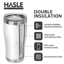 HASLE OUTFITTERS 20 oz Tumbler Bulk, Stainless Steel Tumblers with Lid, Vacuum Insulated Tumbler, Double Wall Powder Coated Cup, coffee mugs, White, 6 Pack