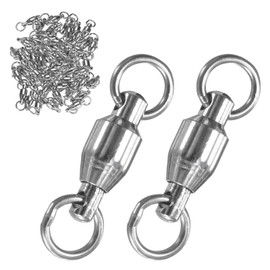 M METERXITY 50-Pack Ball Bearing Fishing Swivels, 3# 0.79In (20mm) Stainless Steel Lure Leader Line Connector for Fishing/Saltwater/Freshwater, High Strength Welded Ring [Silver]