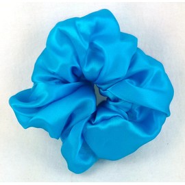 Turquoise Silk Charmeuse Scrunchy - Made in the USA