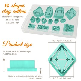 ORIGACH 14 Pcs Terrariums and Cactus Polymer Clay Cutters, Flower House Design Clay Cutters for Polymer Clay Jewelry Earrings with a Clear Storage Box